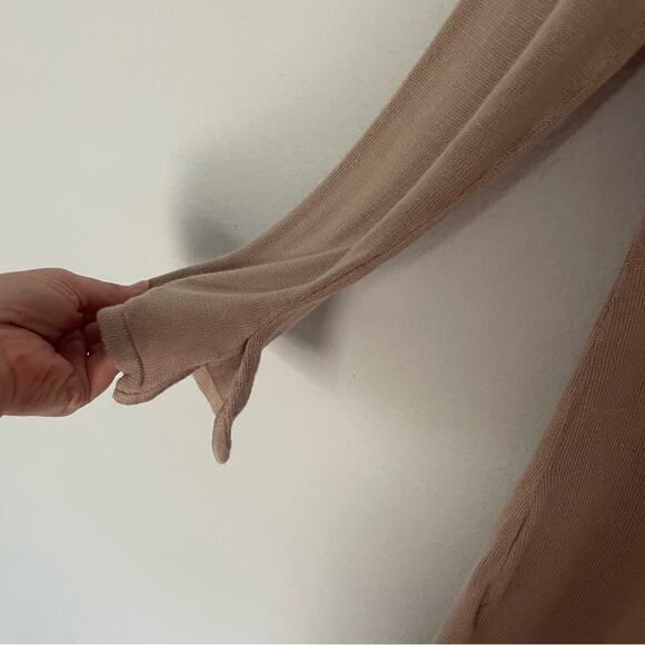 Long Sweater Jacket Flowy Neutral Tan - Picture 4 of 7